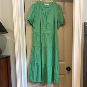 Loft 14P Green Midi Dress